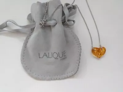 Lalique  Pretty Pendant Entwined Forever Mini Heart & Chain By Hallmarked • £150