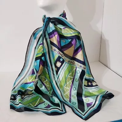 Fashion Geometric Scarf Multi-Color Purple Blue Green Gold  56 L X 13 W • $12.95