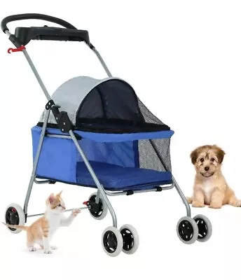 Pet Stroller Folding Waterproof Portable Travel Cat Dog Stroller With Cup Holder • $64.97