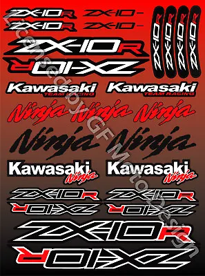£11.24 • Buy ZX-10R Ninja Motorcycle Racing Decals Stickers Set ZX10R ZXR Red Laminated /6