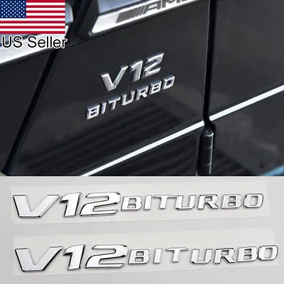 2Pcs Chrome V12 BITURBO Emblem Badge For Mercedes Benz S Class AMG 2010-2023 • $21.99