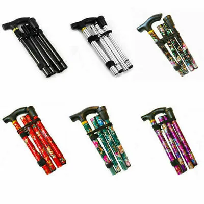 Walking Stick Lightweight Easy Folding Adjustable Metal Non Slip (Multi Colored) • £8.99