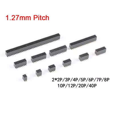 1.27mm Pitch Pin Female Header Double Row SMD 2P-40Pin Socket For PCB Breadboard • $4.18