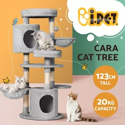 I.Pet Cat Tree Tower Scratching Post Scratcher 123cm Wood Condo House Toys Bed • $74.95