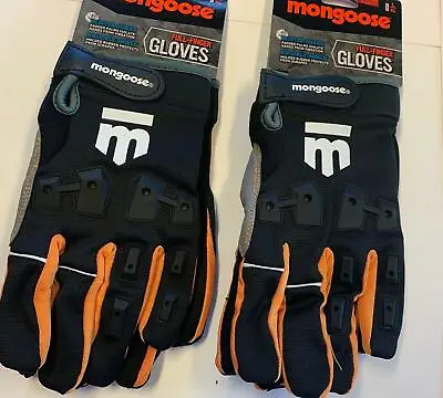 2 Pairs Mongoose L/XL Full Finger Bike Bicycle Padded Gloves BMX Mountain New • $7.97