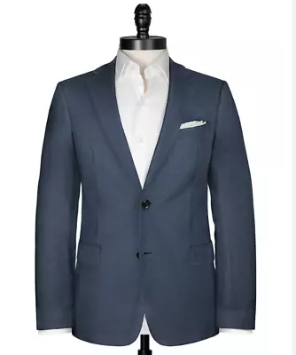 ZILLI Steel Blue Sport Coat Suit Blazer 46R Wool • $79.99