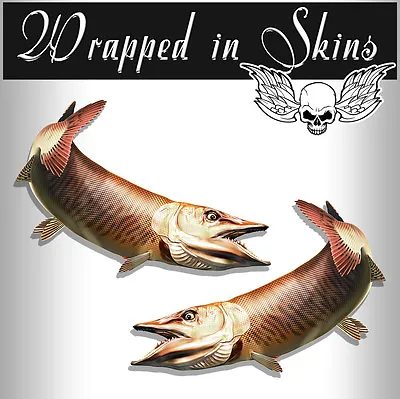 Fish Stickers TIGER MUSKY Decals Tackle Box RV Truck Trailer Camping AFP-0091 • $3.14