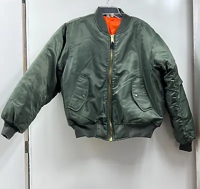 Rothco Green Flyer's Jacket MA-1 MIL-J-6141 Reversible Bomber Jacket Sz Small • $45