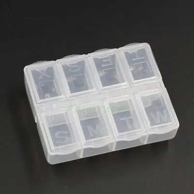 5pcs Pill Box 7 Days 8 Compartments Bins Tablets Medicine Vitamin Holder Case • $10.99