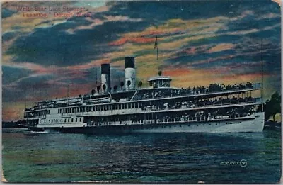 DETROIT Michigan Postcard  EXCURSION STEAMER  Boat Landing Scene / 1907 Cancel • $4.80