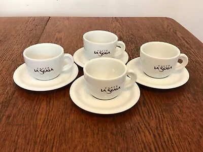 Caffe La Scala - Porcelain - 4 X Cappuccino Cups & Saucers  Chunky  - USED NOBOX • £13.95