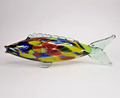 MURANO GLASS Fish 1970s Ornament 13  / 34cm Long Multicoloured EXCELLENT COND • £24.99