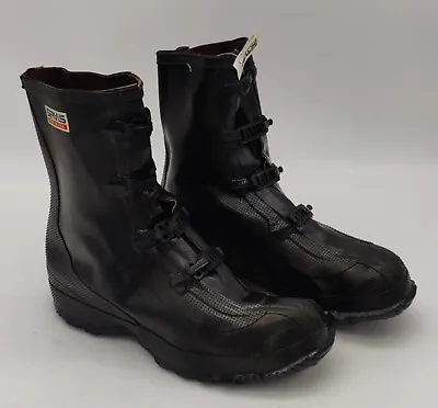 New NOS Servus 4 Buckle Men's Black Rubber Over Shoe Boots Size 10 - Made In USA • $34.50