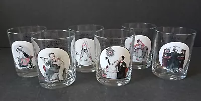 Vtg Norman Rockwell Saturday Evening Post Set Of 6 Whiskey Glasses Lowball Drink • $14.21