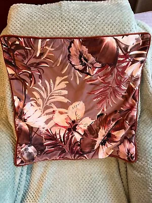  1x Marks And Spencer Terracotta Beige Leaf Velour Scatter Cushion Cover Vgc  • £4.99