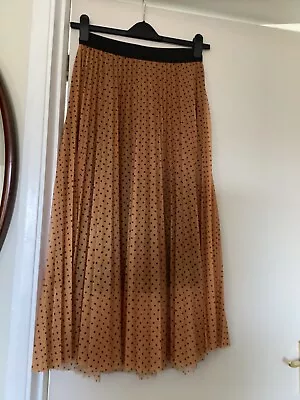 £13.50 • Buy REDHERRING New Black POLKA DOT PLISSE PLEAT Pull On SKIRT Size 12