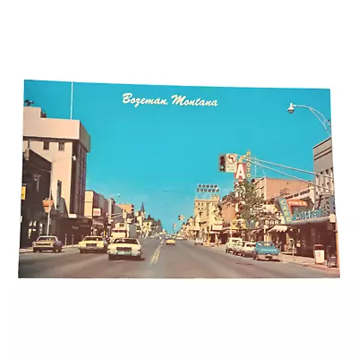 Vintage Bozeman Montana Westward Look Down Mainstreet Postcard • $0.30