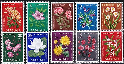 MACAU - Sc 372 - 381 - COMPLETE MNH FLOWERS SET - LOOK! • $22.50