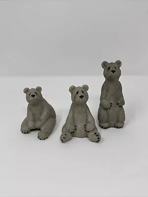 Quarry Critters Polar Bears Set Of 3 Bam Bam Boo Barney Figurines Second Nature • $23.40