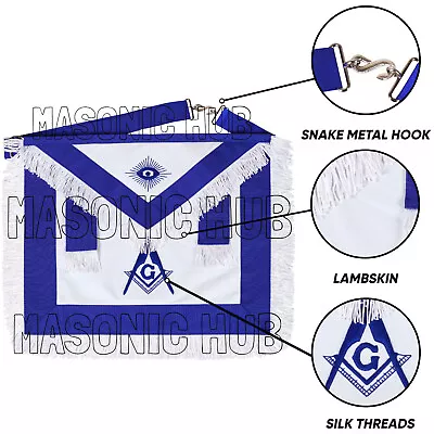 MASONIC MASTER MASON 100% LAMBSKIN APRON With White Fringe - HAND MADE CRAFT • $45