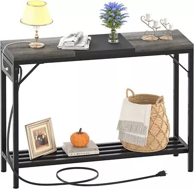 Console Table With Power Strips Sofa Table With Storage Shelves For Living Room • $62.30