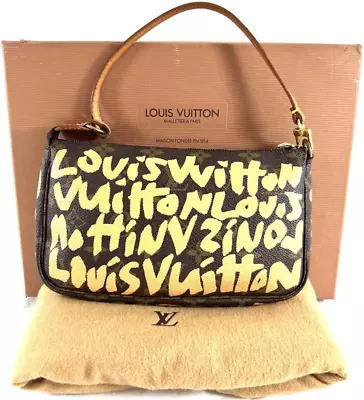 LOUIS VUITTON Brown Canvas Graffiti Monogram Pochette Shoulder Bag M92193 • £1041.54