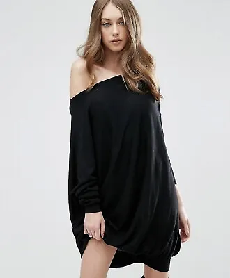 ASOS Black Off-Shoulder Jumper Dress Size 10 • £22