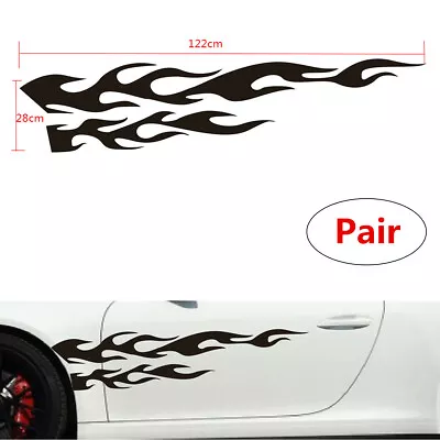 2x Black Flame Car Body Side Graphic Decal Large 11 X 48  Flaming Vinyl Stickers • $20.69