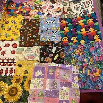 15 Assorted Cotton Fabric Pieces For I Spy Quilt  Most Are 7”x 10” Lot#3 • $8.75