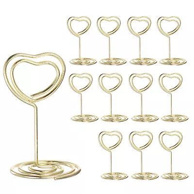 12pcs Table Number Holders 50mm Tall 31mm Base Width Mini Heart Golden • £8.99