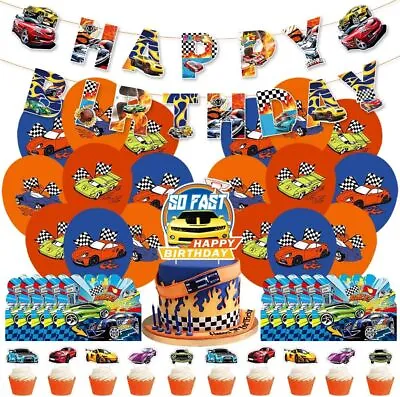 Racing Car Birthday Party Decoration 54pcs Invites Balloons Banners Cake Toppers • £7.99