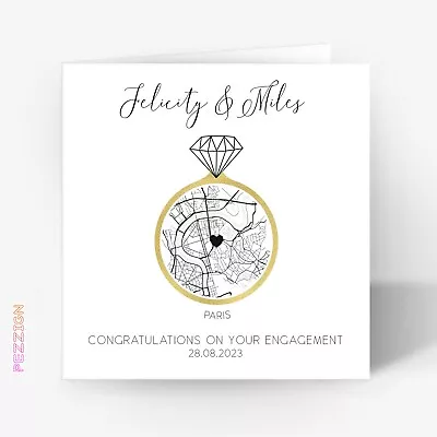 £3.49 • Buy Personalised Engagement Handmade Card With Map Location - Daughter Son Keepsake