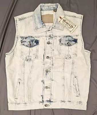 VTG Deadstock ESCAPISM Denim Vest 3XL Acid Wash Distressed Y2K XXXL Jacket NWT • $32.50