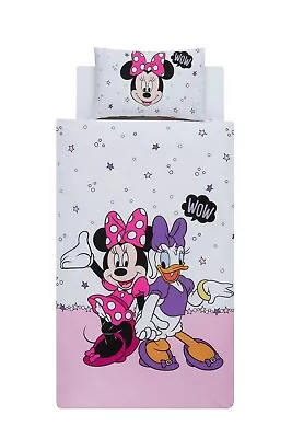 Disney Official Minnie Mouse Daisy Reversible Single Duvet Set 100% Pure Cotton • £23