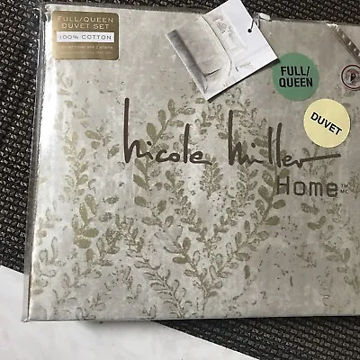 Nicole Miller Taupe Gold Floral Damask Medallion F/Queen Duvet Sham Set 3 ~New~ • $89.99