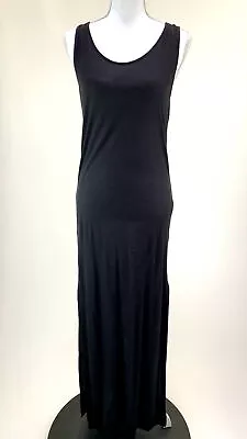 S & B Sass & Bide Black/Orange Strap Drape Back Jersey Maxi Dress W/Side Slits • $109