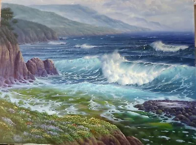 Maurice Meyer Original Seascape  Misty California Coast  (30x40) Magnificent! • $950