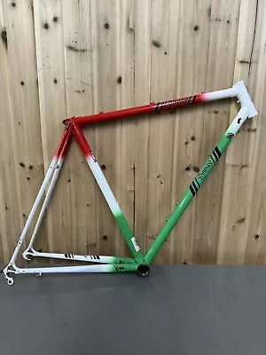 Vintage Tommaso 52cm Road Bicycle Frame Colombus Steel White Green Red  • $212.49