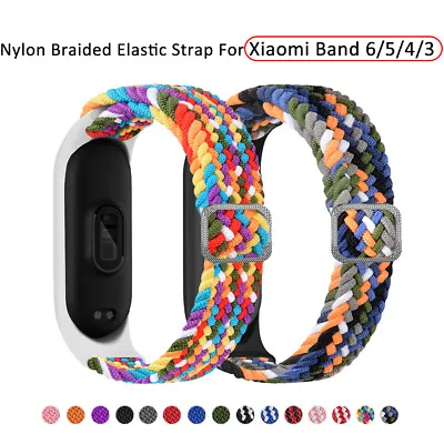 Replacement Wristband Nylon Braided Strap Elastic For Xiaomi Mi Band 6 5 4 3 • £3.38