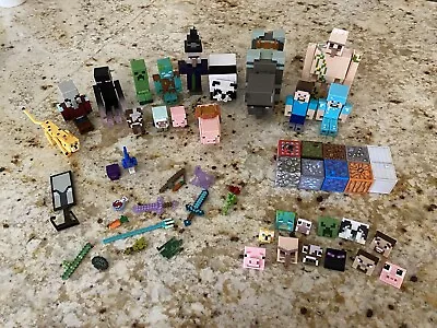 Minecraft Survival Mode Figure Lot - Animals Steve Iron Golem - MOJANG MATTEL • $15