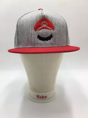 Mario Mustache Grey Red Snapback Hat (Super Mario 2018) • $24.95