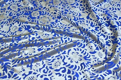 2.5 Yd/ Luxury Vintage Mulberry Silk Devore Velvet Fabric Uzbek Oriental Textile • $75