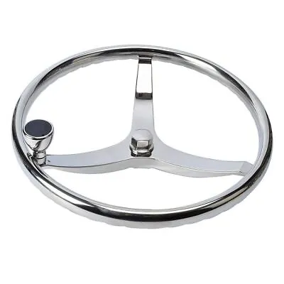 Stainless Boat 3 Spoke Steering Wheel Dia.13-1/2  Fit 3/4 Tapered Shaft Helms • $67.99