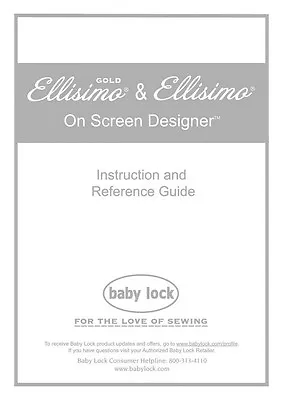 Baby Lock Ellisimo Gold BLSOG Embroidery Instruction Manual Reprint • $16.95