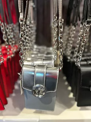 Michael Kors Carmen Small Crossbody Shoulder Bag Handbag Purse Purse In Silver • $83.07