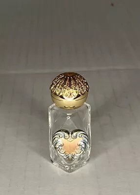 Vintage Clear Geometric Glass Perfume Bottle W/Metal Heart On Front • $14