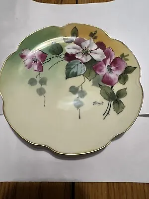 Antique Haviland France Porcelain 7 1/2”Cabinet Plate Flowers Gold Gilt Signed • £356.22