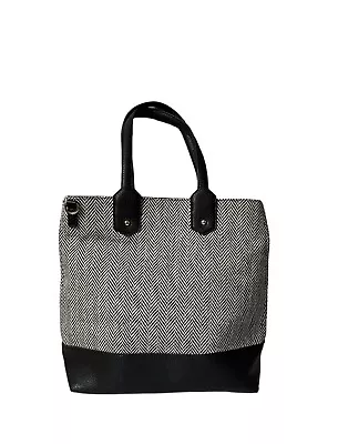 Charming Charlie Houndstooth Black Tote Bag Purse • $14.99