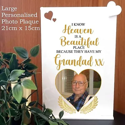 Personalised Photo Plaque In Loving Memory Of Memorial Heaven Grandad Any Name • £7.99