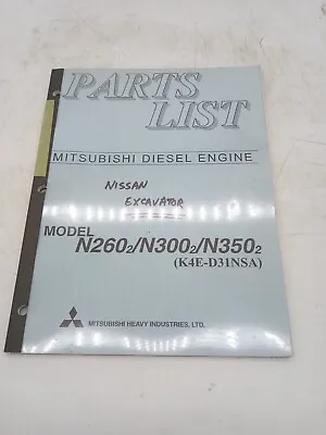 Mitsubishi N260 N300 N350 Excavator Diesel Engine Parts Manual List • $19.99
